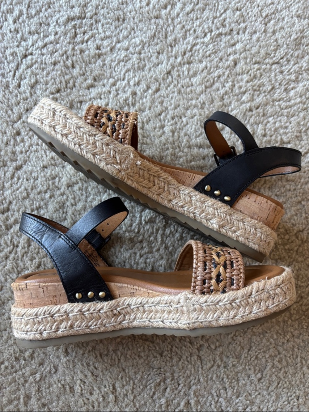 Earth Woven Espadrille Sandals - Black & Tan size 7.5 - Picture 4 of 6